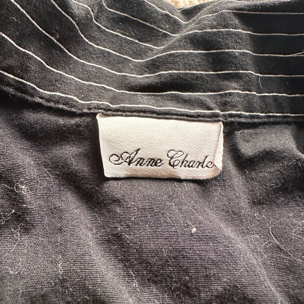 Express Women's Black Pinstripe Button Down Shirt - Picture 2 of 3